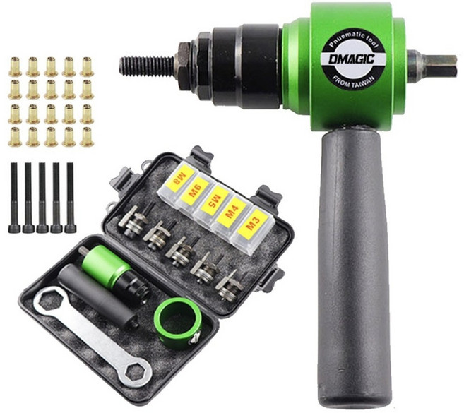 디매직 고급형 전동 팝너트 리벳건 아답터 세트 어댑터 리베트기, 1세트