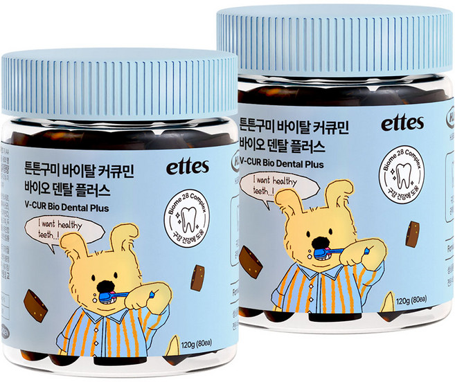 엣츠 튼튼구미 강아지 구강 덴탈 영양제, 2개, 구강/치석관리, 80정
