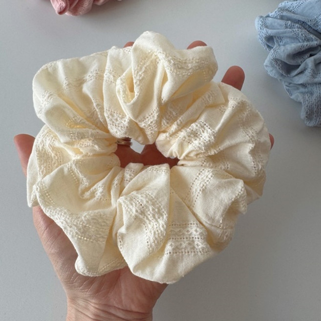 펀칭 자수 스크런치 헤어슈슈 곱창밴드 머리끈