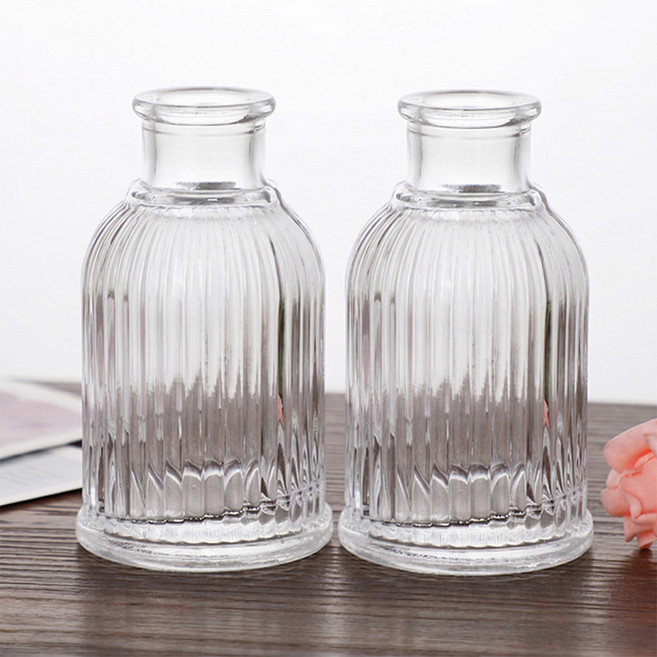 디어모모 스트라이프 엔틱 미니 유리 화병, 투명