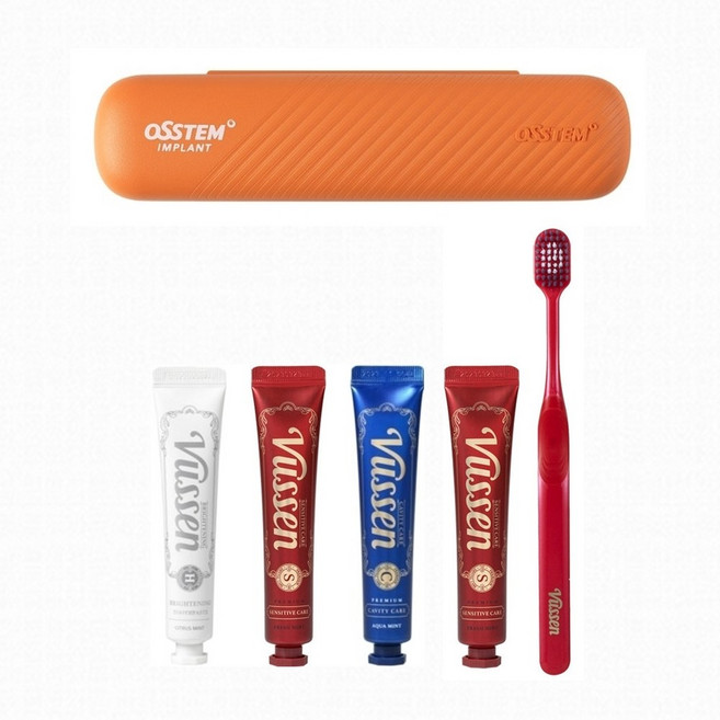 오스템 여행 휴대용 양치키트 + 추가 미니치약 3개, 40g, 1개, 충치치약C&블루칫솔(+미니치약 3종)