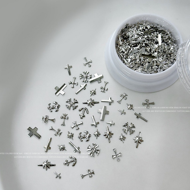 클래식네일 메탈 모음 네일파츠 3-7mm 젤네일아트재료, 1개, 실버세트(2787)