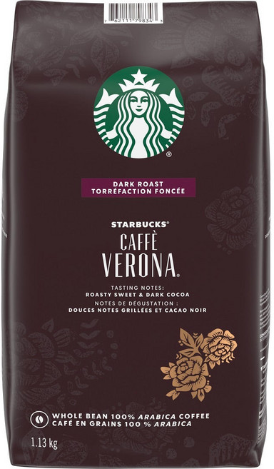 스타벅스 카페베로나 원두커피, 홀빈(분쇄안함), 1.13kg, 1개