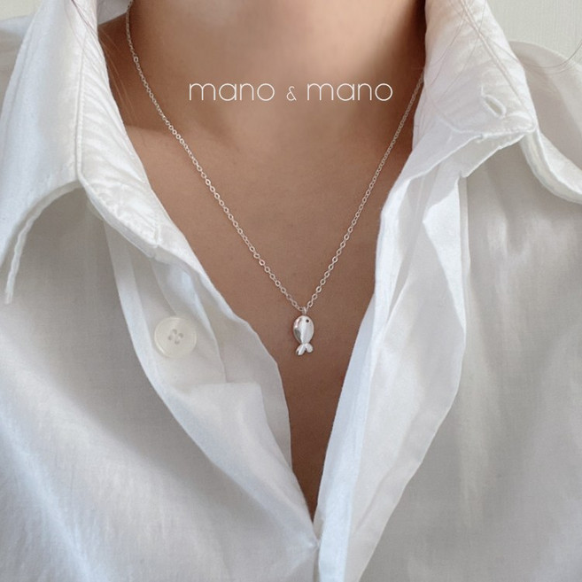 925실버 은 도금 행운의 물고기 재물운 자식운 여자 목걸이