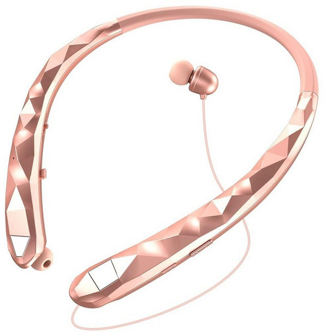 Finpola Bluetooth 5.3 Neckband Bluetooth Headphone Retractable Headphones with IPX5 Waterproof N, Rose Pink