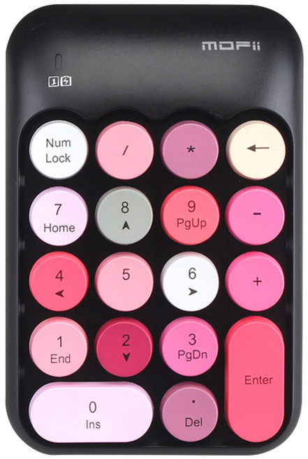 MOFII 無線數字鍵盤 圓形鍵帽 藍牙連接 輕巧便攜, 黑, x910, 青軸