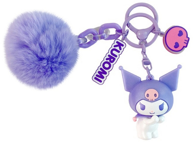 산리오 정품 플러피볼 키링 열쇠고리, 1개, 퍼플쿠로미FB