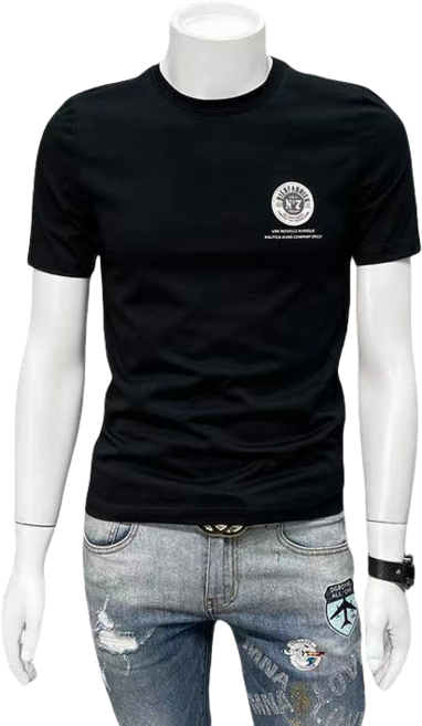 십전십미 남성 모던 캐주얼 라운드 여름 프린트 슬림 반팔 티셔츠