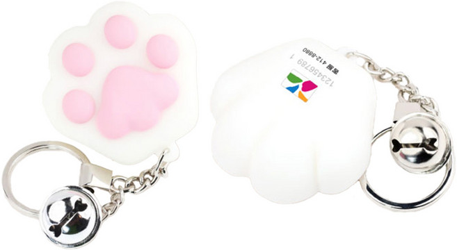 貓掌 橡膠立體造型悠遊卡(鑰匙圈 鈴鐺), 1個, 白貓 (白掌粉肉球), 白貓 (白掌粉肉球)