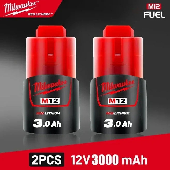 밀워키 M12 배터리 12V 3.0AH 충전식 공구 M12HB2 M12HB3 M12-18FC 충전기 48-11-2402 48-11-2411, 23 12v 3AHX2, 23 12v 3AHX2