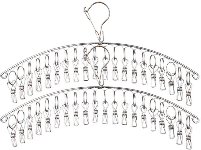 초초템 스테인리스 옷걸이형 집게 건조대, 2개, 실버