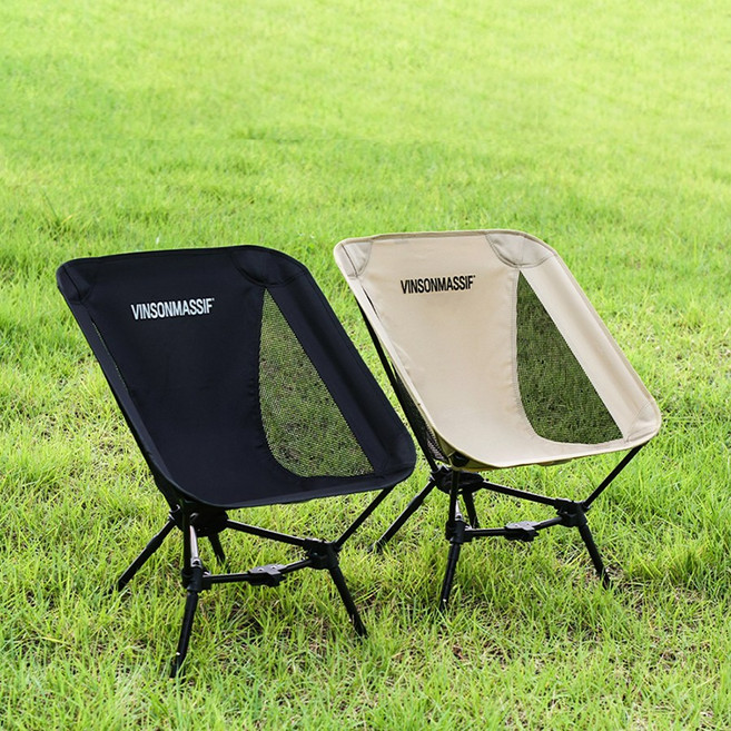 빈슨메시프 트리그 경랑 체어 캠핑 의자 휴대용 야외 간이 폴딩 백패킹 낚시 높이조절 의자, 블랙