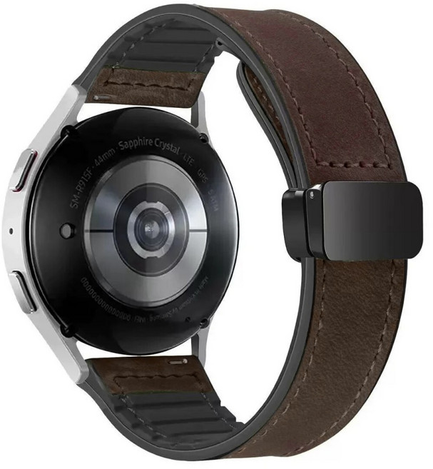 모드니쓰 갤럭시워치 호환 가죽 마그네틱 스트랩, 1개, 다크브라운