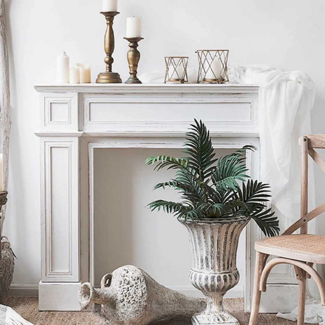벽난로 장식장 빈티지 펜션 모형 장식 원목 인테리어, 2. 빈티지 화이트 90x20x100