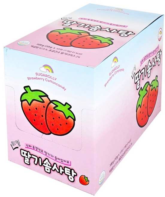 슈가롤리 리얼 딸기 솜사탕, 10개, 10g