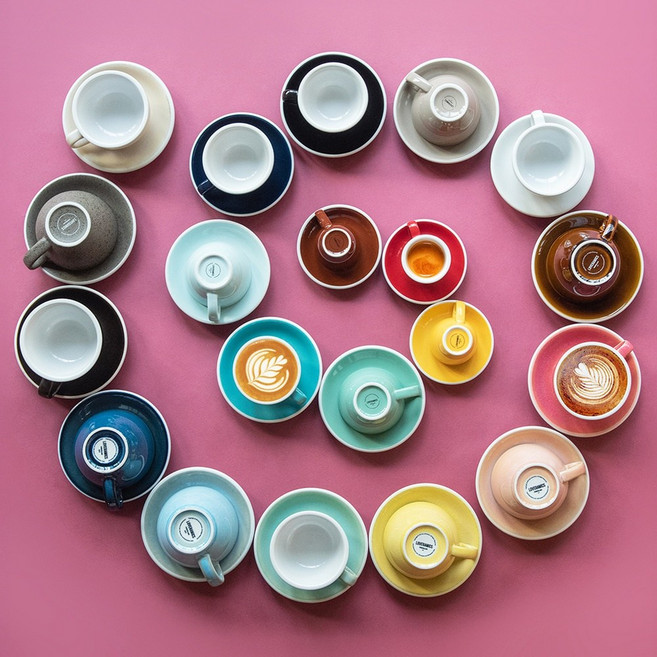 [형제주방] 러브라믹스 라떼잔 300ml 카페 커피잔 잔받침 6개세트 19color, 캐러멜, 6개