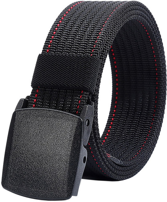 LionVII 남성용 나일론 워크벨트 - 통기성 메쉬 캔버스 벨트 (플라스틱 버클) 75~115cm(28~46인치) 허리사이즈 조절 가능