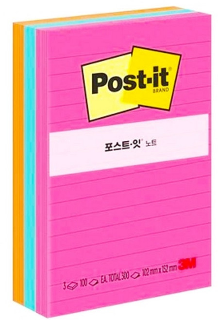 [3M] 포스트잇 노트 660-3AN 팝티미스틱 / 102*152MM 300매 - 개 (1개입), 상세페이지 참조, 상세페이지 참조, 상세페이지 참조