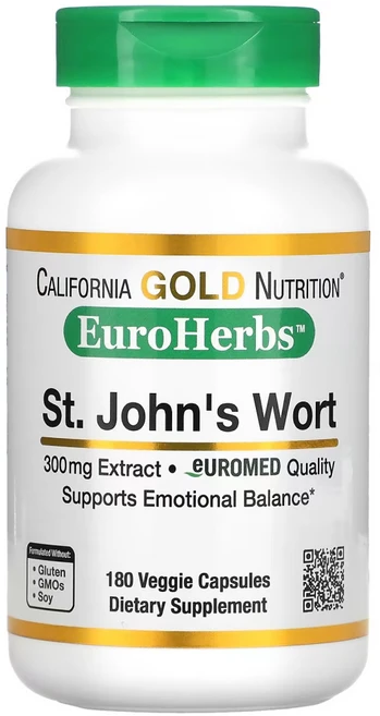 캘리포니아 골드 뉴트리션 세인트존스워트 추출물 300mg 베지캡슐 180정 허브 세로토닌 말토덱스트린 SSRI 꽃봉오리 엽록소 Maltodextrin Serotonin 성요한풀, 1개, 1.5L - 쿠팡