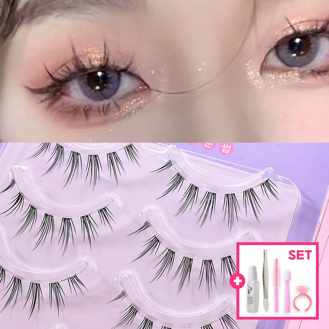 아이하라 속눈썹 롱래쉬 또렷한 페스티벌 연장속눈썹 글루세트 쁘띠업5쌍729, 2개