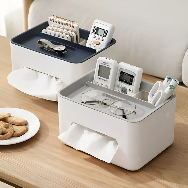 제이루쎄떼 다용도 소품 수납 냅킨 휴지케이스 미니 서랍 정리함, 1개, 그레이