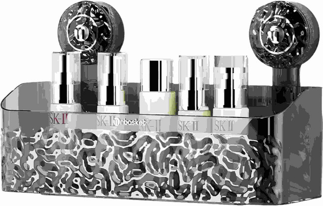 SK-II 置物架 浴室轉角收納架, 黑色, 1層