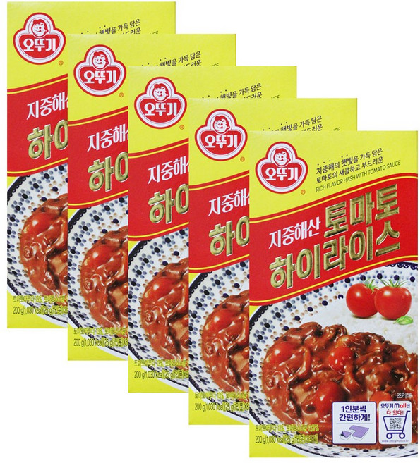 오뚜기 지중해산 토마토 하이라이스 고형, 200g, 5개