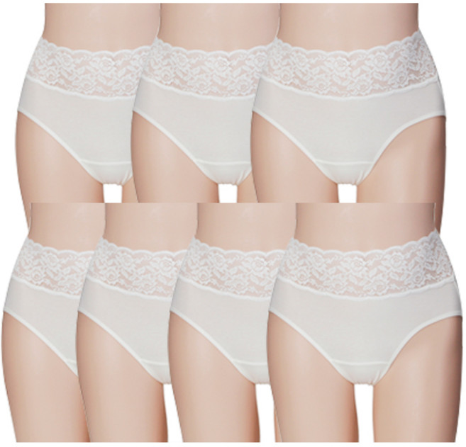 에즈라 7종세트 허리레이스 면60수 면스판 팬티 면팬티 똥배 허리편한 팬티 빅사이즈 90-105 HPT1102