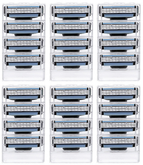 투트랙 3중 터보 면도날 질레트 마하3 호환용, 1개, 24개입