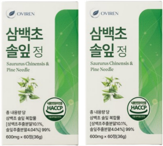 오비렌 삼백초 솔잎 추출물 99%, 2개, 60정