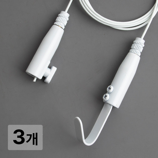 [철물인] 액자걸이 기본거북이 대 6kg용 화이트 - 간편레일 벽면용, 3개, 와이어2미터-화이트