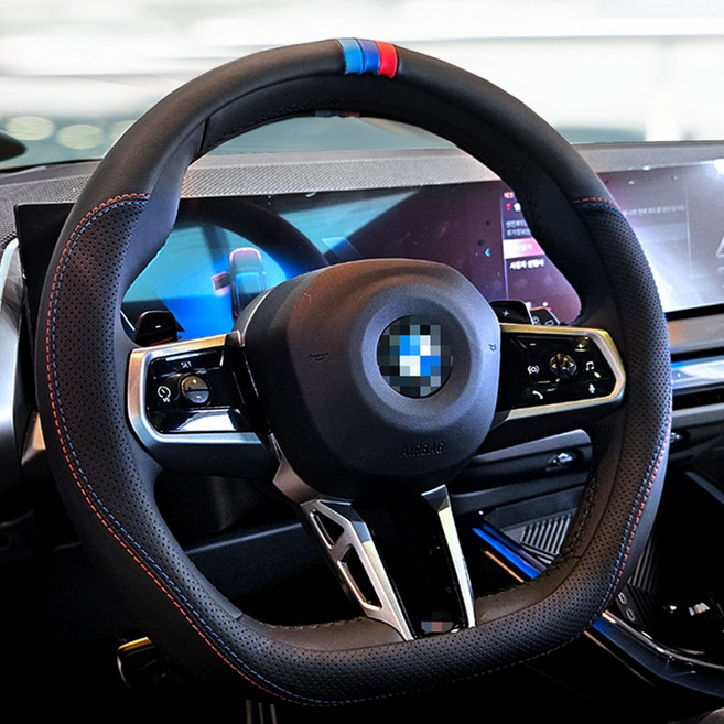 벤비아믹스 5시리즈 나파 핸들커버 알칸타라 M핸들 M스티치 3색 포인트 F10 G30 G60 D컷00604, D컷 나파 3색, 블랙