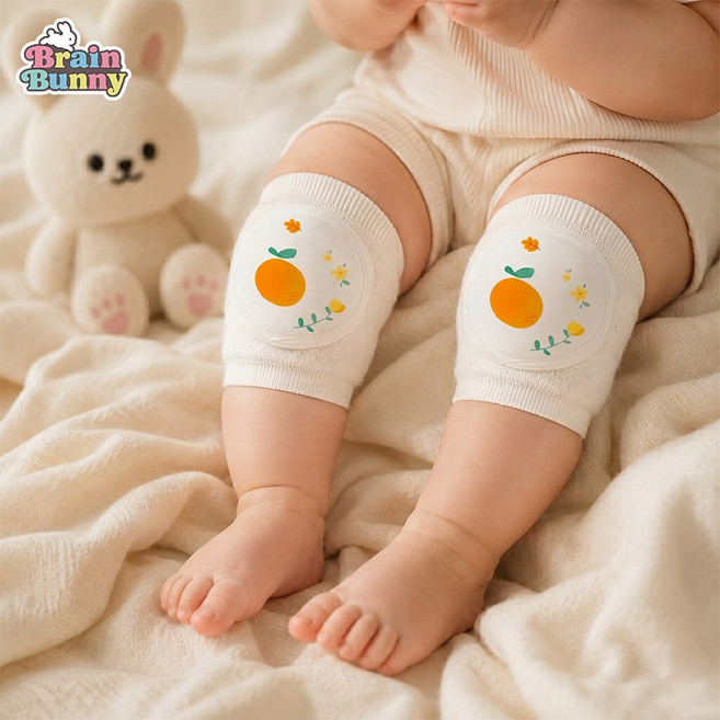 브레인버니 아기 무릎보호대 메쉬 쿠션, 1세트, 오렌지