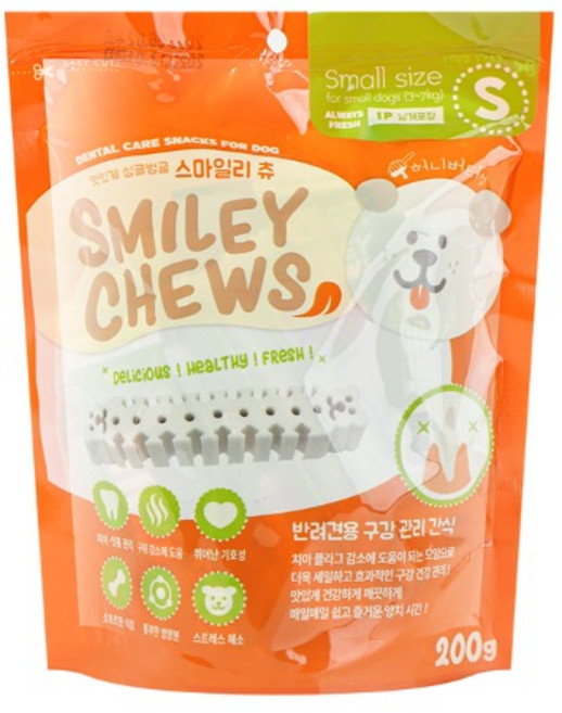 스마일리츄 강아지 입냄새제거 양치껌 200g, S, 1개