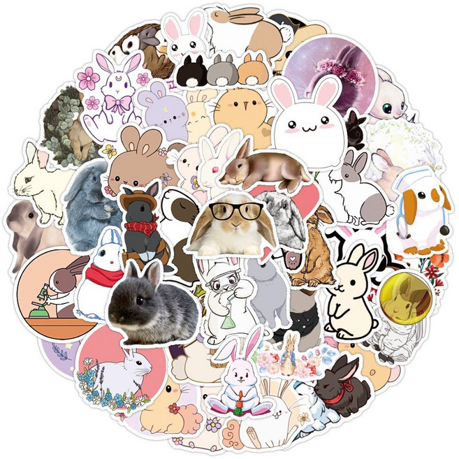 토끼 스티커 폰꾸 다꾸 동물 도무송 리무버블 조각스티커, 토끼스티커-C