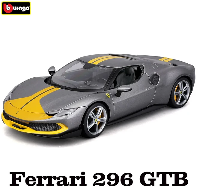 Bburago 1:18 페라리 FXXK EVO 296 GTB SF90 488 SP1 합금 럭셔리 차량 다이캐스트 자동차 모델 장난감 컬, 03 296 GTB