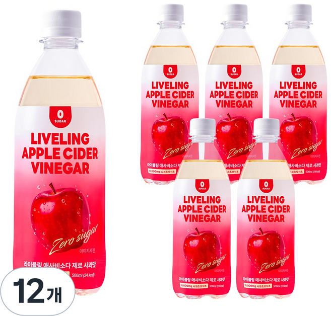 라이블링 애사비 소다 제로 사과맛, 500ml, 12개
