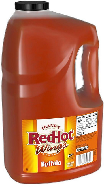 Frank's RedHot 오리지널 버팔로 윙스 소스 3.8L(1갤런) - 3.8L(1갤런) 벌크 컨테이너 대담하고 매운 맛 날개 드레싱 딥스 등에 적합, 1개, 140ml