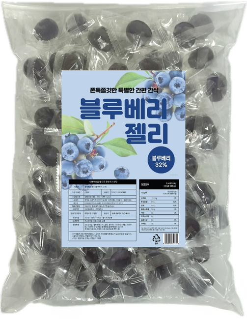 혜성식품 고함량 블루베리 젤리 통통 과일 젤리, 1개, 1kg