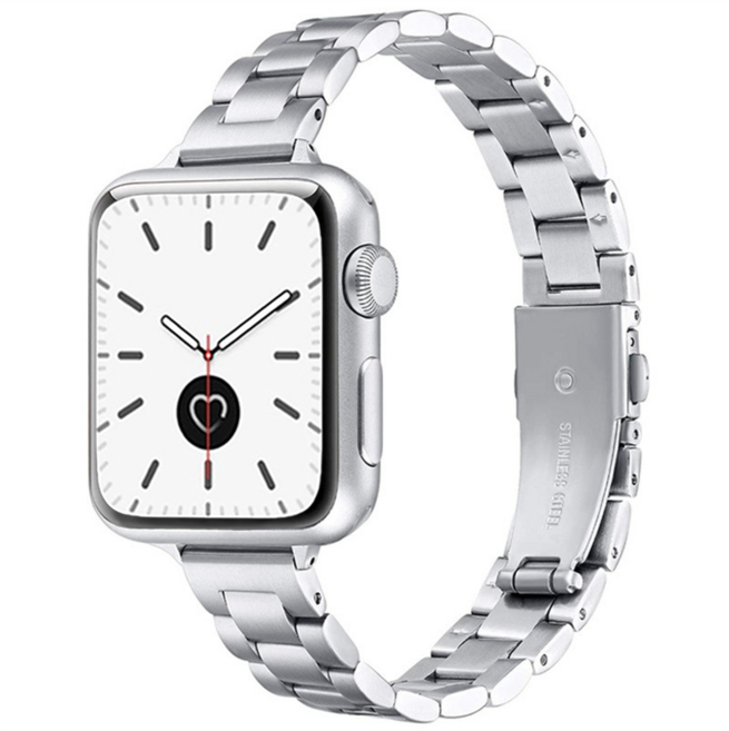 링고룸 애플워치 호환 슬림 메탈 스트랩 밴드, 실버, 1개