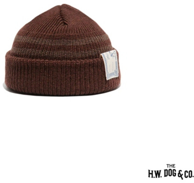 H.W. DOG & CO. 條紋雙層針織水兵帽, 咖啡, 1個