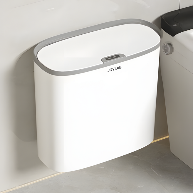 벽걸이겸용 조이랩 센서 휴지통 무타공 틈새 쓰레기통 10리터 화이트, 그레이