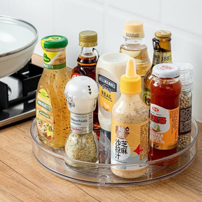 모던하지 회전트레이 양념통보관 화장품보관 다용도보관 트레이, 투명, 1개