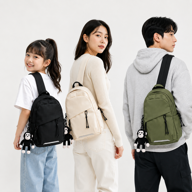 5위 - 나이스뷰 남녀공용 슬링백 크로스백 경량 방수 멀티포켓 태블릿 물병수납 여행용 가방