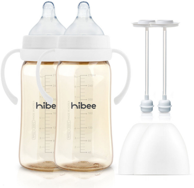 하이비 PPSU 배앓이방지 자기주도 셀프수유 젖병 트윈팩 몽글 3초젖병, 화이트, L(6개월이상), 270ml, 1세트