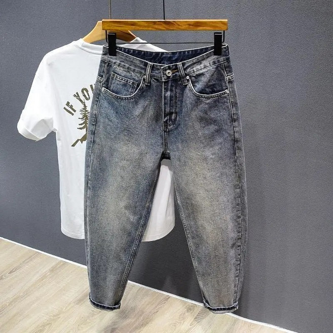 녕동 남성 배기 데님 팬츠 봄가을 스판 일자 워싱 청바지 캐주얼 루즈핏 배기 밴츠