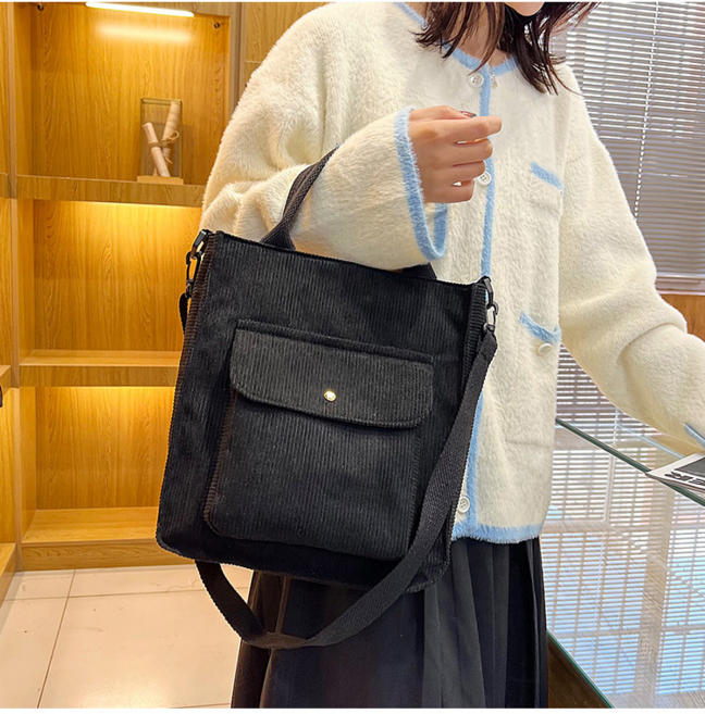 헤이린 여성 캔버스백 크로스백 코듀로이 미니 에코백 심플