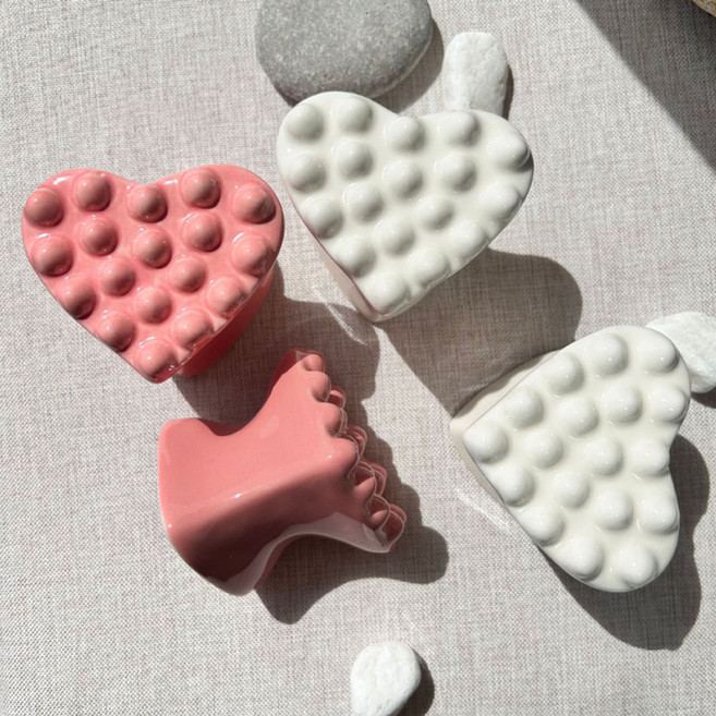 세라믹 괄사 림프순환 승모근 다리 팔 목 마사지 브이라인 얼굴붓기 건강 도자기 하트 마사지기 F133, 1개