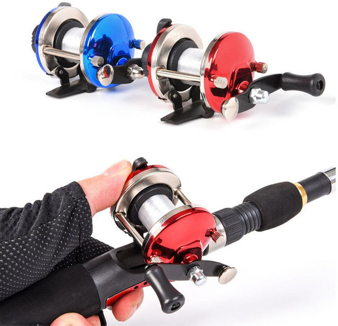 LEO 낚시원줄+드럼형 우핸들 베이트릴 쭈꾸미릴 선상용릴 배스릴, 27842드럼릴 레드