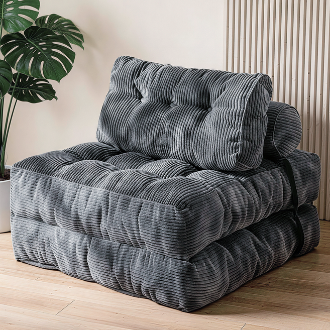 Bloom 북유럽 스타일 1인용 소파베드 | 압축 소파 공간절약형 멀티 소파, 다크그레이